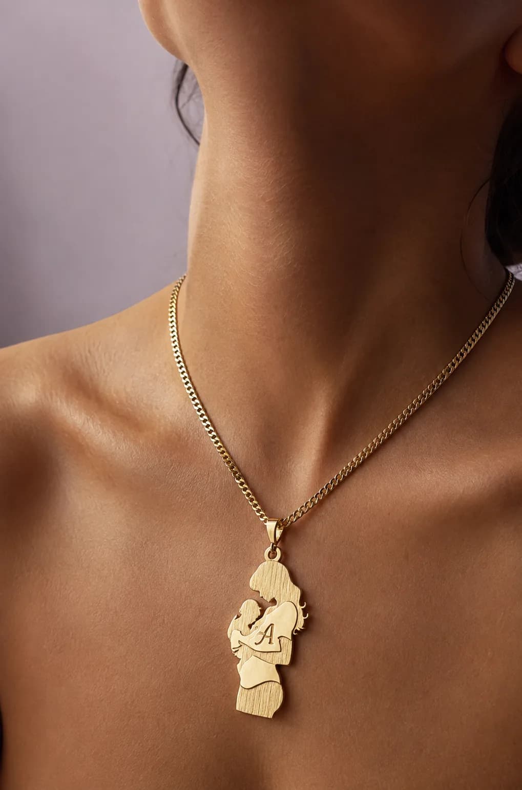 First embrace initial necklace - 925 silver, plated with 18k gold