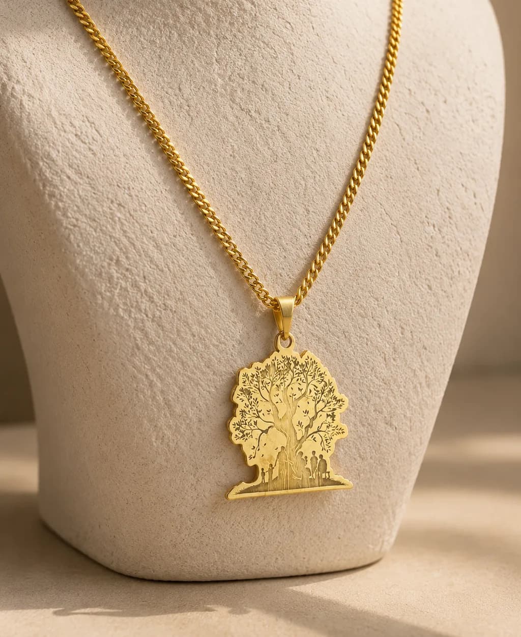 Family Tree Pendant Necklace - 925 silver, plated with 18k gold
